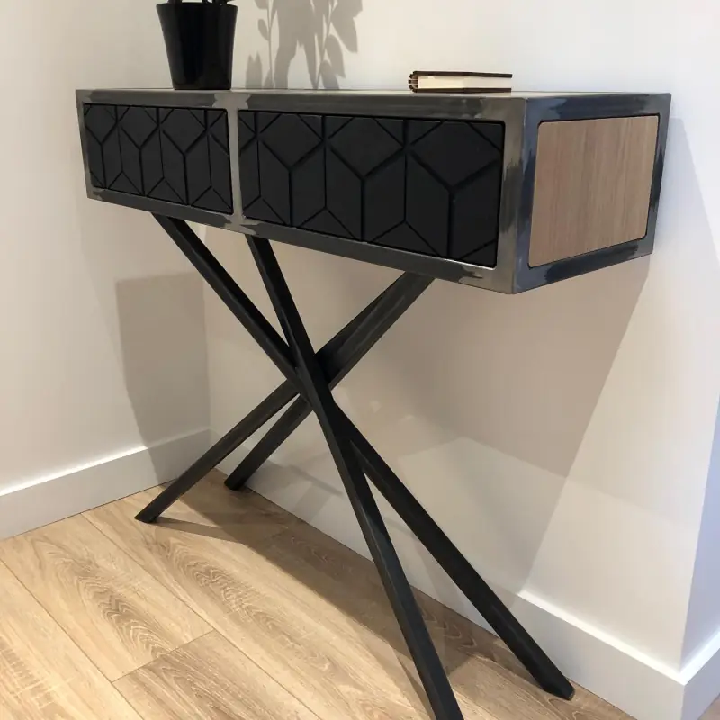 Console d’entrée Mikado avec 2 tiroirs aux façades en… — Mobilier Alliage Mobilier